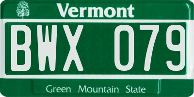 VT license plate BWX079