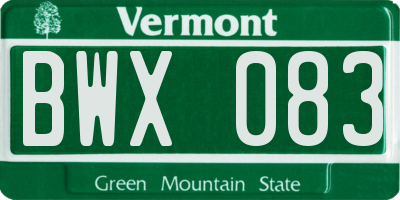 VT license plate BWX083