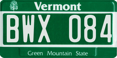 VT license plate BWX084