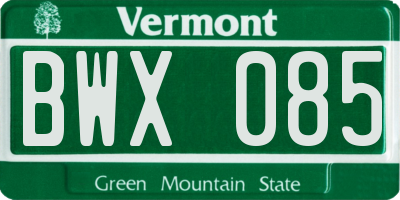 VT license plate BWX085