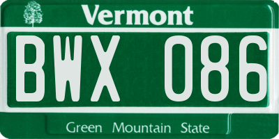 VT license plate BWX086
