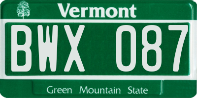 VT license plate BWX087