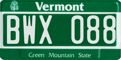 VT license plate BWX088