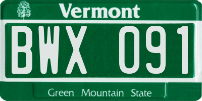 VT license plate BWX091