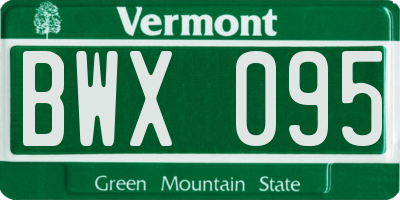 VT license plate BWX095
