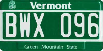 VT license plate BWX096