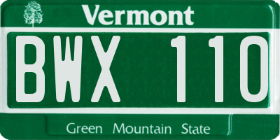 VT license plate BWX110