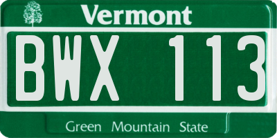 VT license plate BWX113