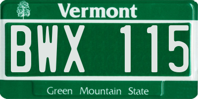 VT license plate BWX115