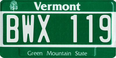 VT license plate BWX119