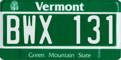 VT license plate BWX131