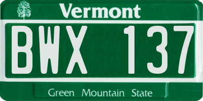 VT license plate BWX137