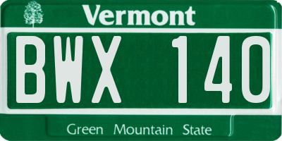 VT license plate BWX140