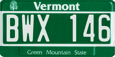 VT license plate BWX146
