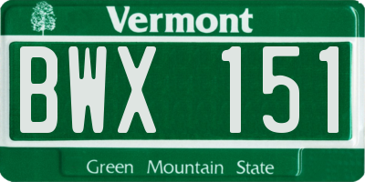 VT license plate BWX151