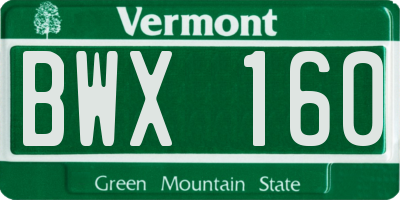 VT license plate BWX160