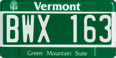 VT license plate BWX163
