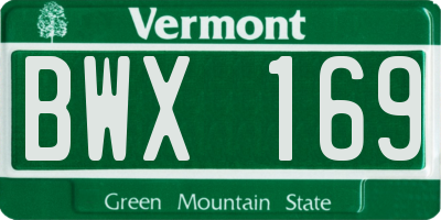 VT license plate BWX169