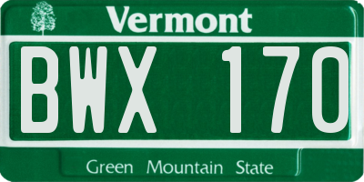 VT license plate BWX170