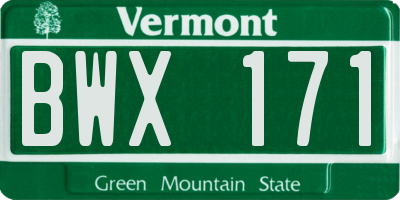 VT license plate BWX171