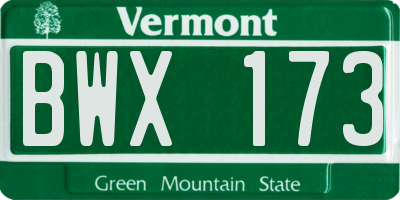 VT license plate BWX173