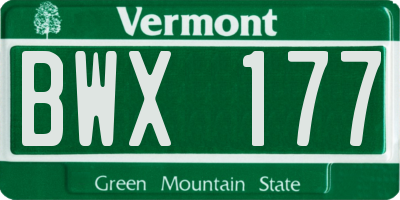 VT license plate BWX177
