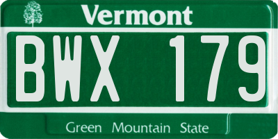 VT license plate BWX179