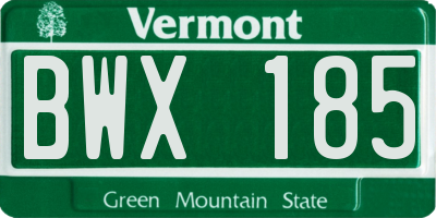 VT license plate BWX185