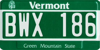 VT license plate BWX186