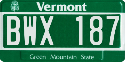 VT license plate BWX187