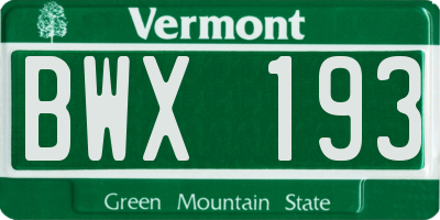 VT license plate BWX193