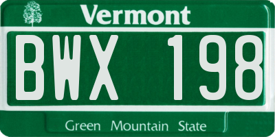 VT license plate BWX198