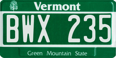 VT license plate BWX235