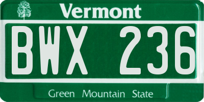 VT license plate BWX236