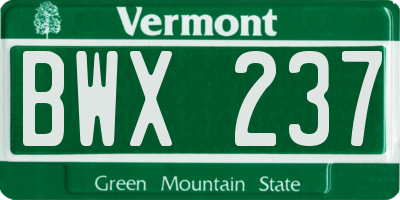 VT license plate BWX237