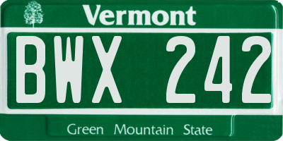 VT license plate BWX242