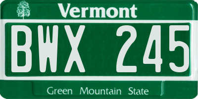 VT license plate BWX245