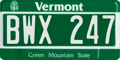 VT license plate BWX247
