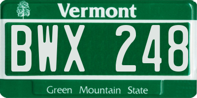 VT license plate BWX248