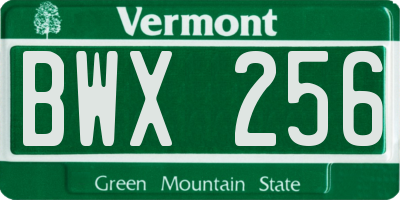 VT license plate BWX256