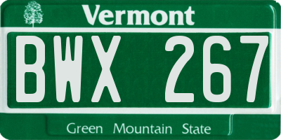 VT license plate BWX267
