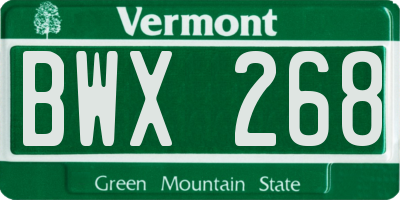 VT license plate BWX268