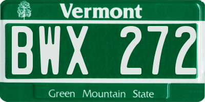 VT license plate BWX272