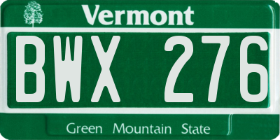 VT license plate BWX276
