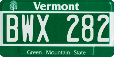 VT license plate BWX282