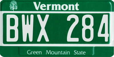 VT license plate BWX284