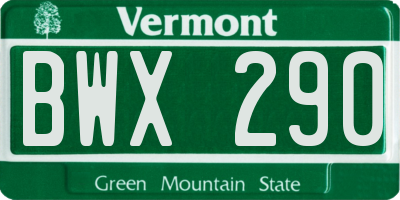 VT license plate BWX290