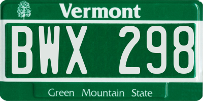 VT license plate BWX298