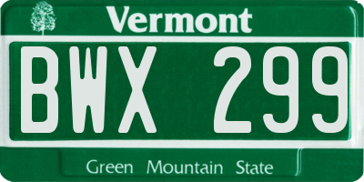 VT license plate BWX299