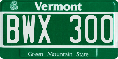 VT license plate BWX300